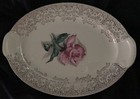 Vintage Taylor Smith Taylor USA 12” Oval Serving Platter Pink Rose 22K Gold Band — photo 1
