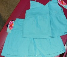 Gap Kids Vintage Girls NWT Small 5/6 Turquoise blue washable linen top/skort set