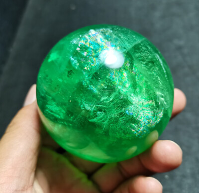 TOP 487 G Ø66mm Natural Fluorite Quartz Crystal Sphere Ball Healing X106