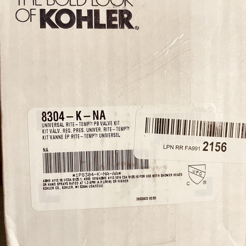 Kohler k8304KNA RiteTemp PressureBalancing Valve Body and