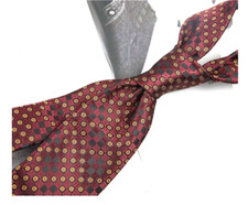 New Classic Polka Dot Red Brown JACQUARD WOVEN 100 Silk Men's Necktie Tie