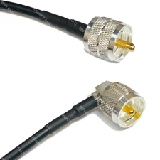 RG58 Silver PL259 UHF Male to UHF Male Angle Coax RF Cable USA Lot