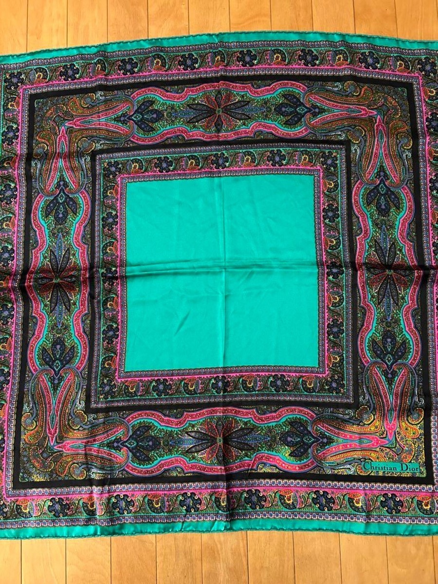 Christian Dior large scarf 85cm 33″ square silk paisley