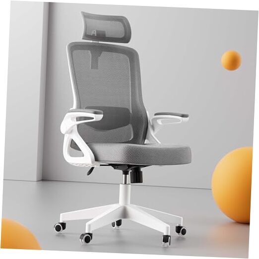 Ergonomic Office Chair, S-Shaped Mesh Desk Chair, Adjustable Foggy Gray-image