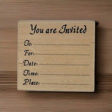 Embossing Arts You Are Invited Invitation 531J Wood Mounted Rubber Stamp