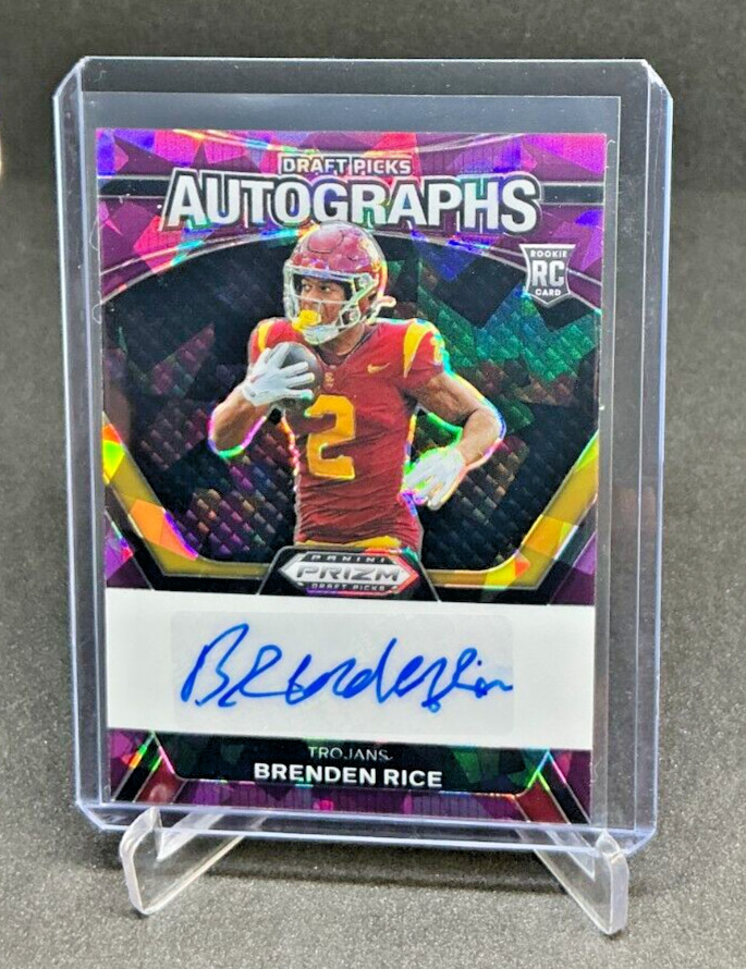2024 Prizm Draft Picks BRENDEN RICE RC Purple Ice Prizm Auto 45/99 Chargers