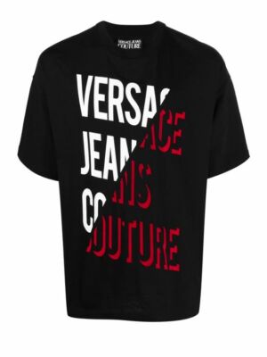 VERSACE JEANS COUTURE FLOCKED LOGO T SHIRT-BLACK. | eBay