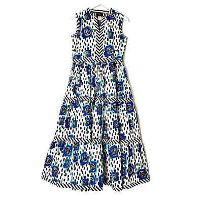 Esy Studio Ey Maxi Dress Womens LARGE Geometric Colorful Sleeveless Tiered Skirt