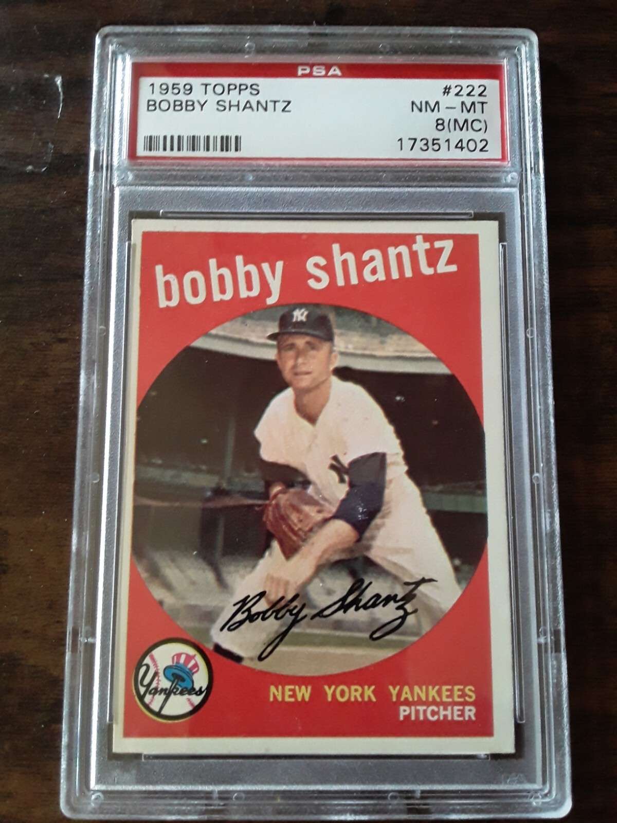 1959 TOPPS  #222 BOBBY SHANTZ - YANKEES - PSA 8 NM/MT