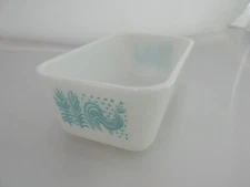Vintage Pyrex Amish Butter Print 0502 Ovenware Loaf Pan 1.5 pt 19 Blue Rooster