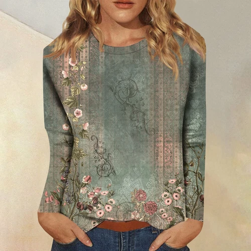 Ladies Casual Loose Long Sleeve Tee T Shirts Womens Boho Tops Blouse Size S-5XL - Foto 21 di 47
