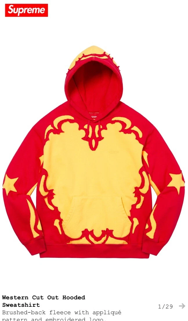Sweat shirt à capuche Supreme 23SS Western découpé taille L grand or rouge