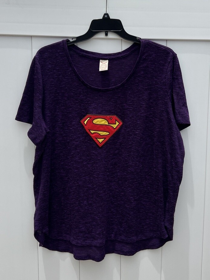 Superman DC Comics Womens T-Shirt Purple Short Sleeve Plus