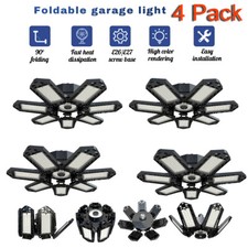 124x Led Garage Light Super Bright Work Shop Ceiling Light Deformable Bulb Hr