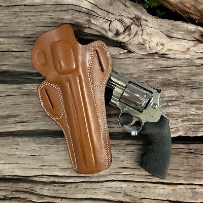 Right Hand Brown Leather Open Top OWB Belt Holster for 8'' COLT ANACONDA