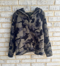 Barefoot Dreams Cozychic Camo Print Zip Up Hooded Sweater Women's Size M