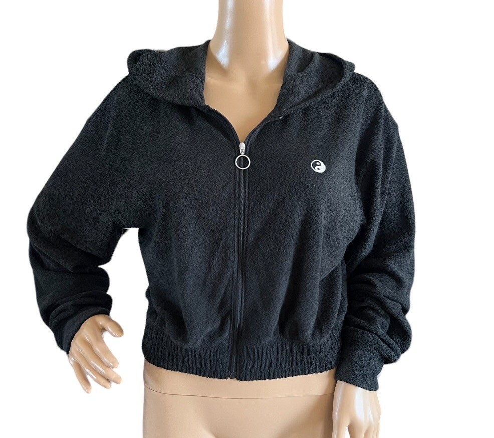 Gilly Hicks Yin Yang Embroi Cropped Velor Zip Hooded Gilly Hicks Yin Yang Embroi Cropped Velor Zip Hooded