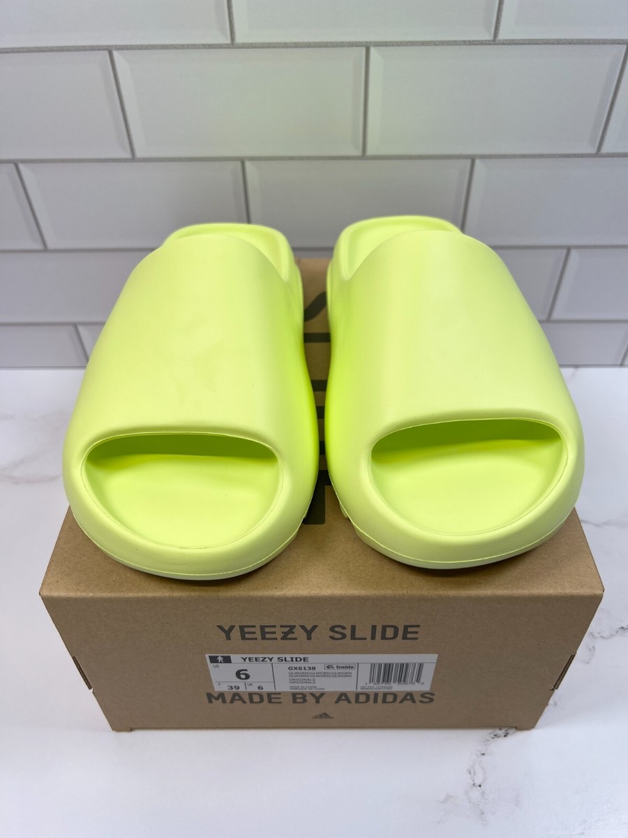 Adidas Yeezy Boost Slides Slide Glow Glows Green Greens Slippers