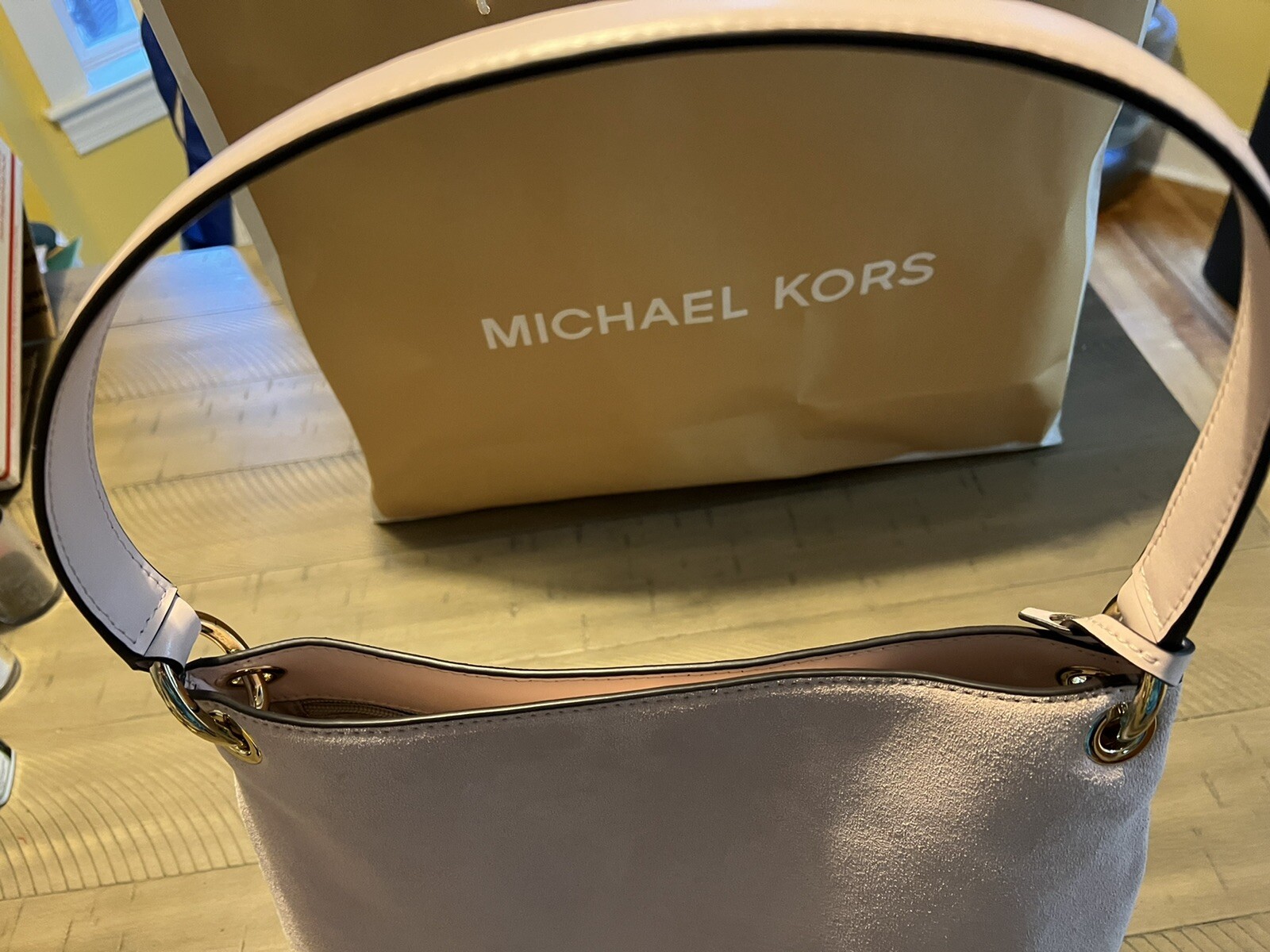 Michael Kors Nicole Medium Shoulder Handbag Blossom Leather Suede Bag