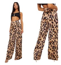 PrettyLittleThing Leopard Print Satin Wide Leg