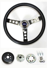 Bronco F100 F150 F250 F350 Black And Chrome Steering Wheel 14 12 Ford Cap