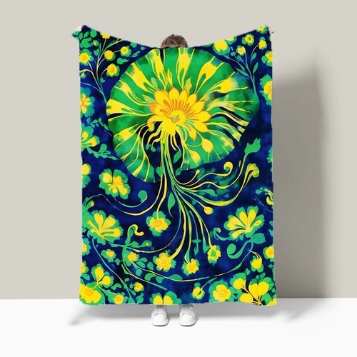 Tie Dye Spirals Flower Geometric Bedspread Throw Blanket Birthday Holiday Gift - Picture 4 of 16