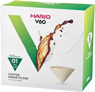 HARIO Paper filter for V60 100sheets for 1 to 2cups Boxed show only VCF-01-100MK