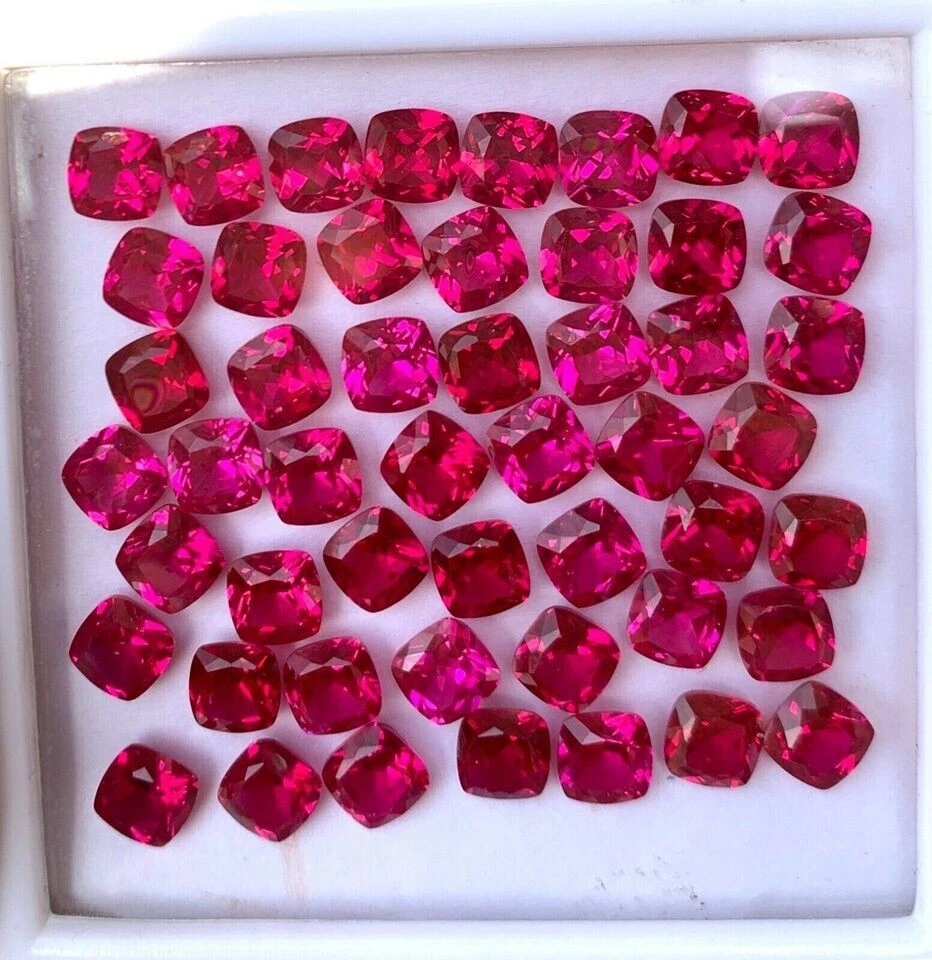 Natural Certified 250 Ct Burmese Red Ruby 24-27 Pcs Loose Cushion Gemstone Lot - Image 3 of 4
