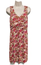 ann taylor loft dress small Off White Tan Purple Floral Sleeveless Pleated