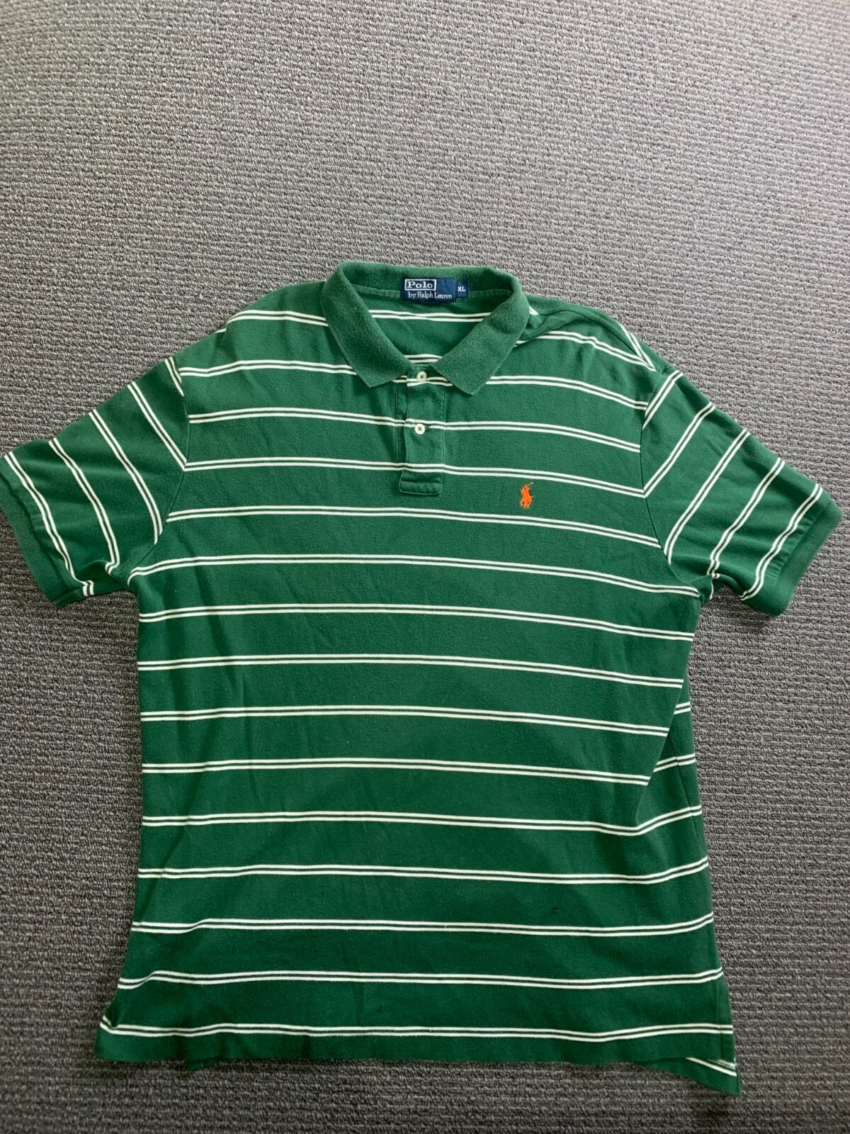 Polo Ralph Lauren vintage camicia uomo extra large verde a righe arancione pony