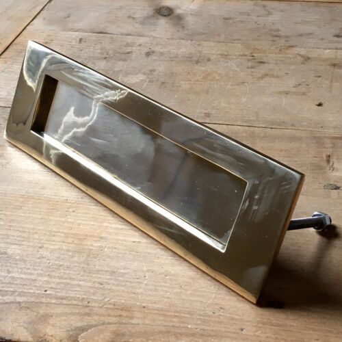 LARGE Vintage Brass Letter Box Plate Door Letter Flap WORKING SPRING - 10” - 第 1/8 張圖片