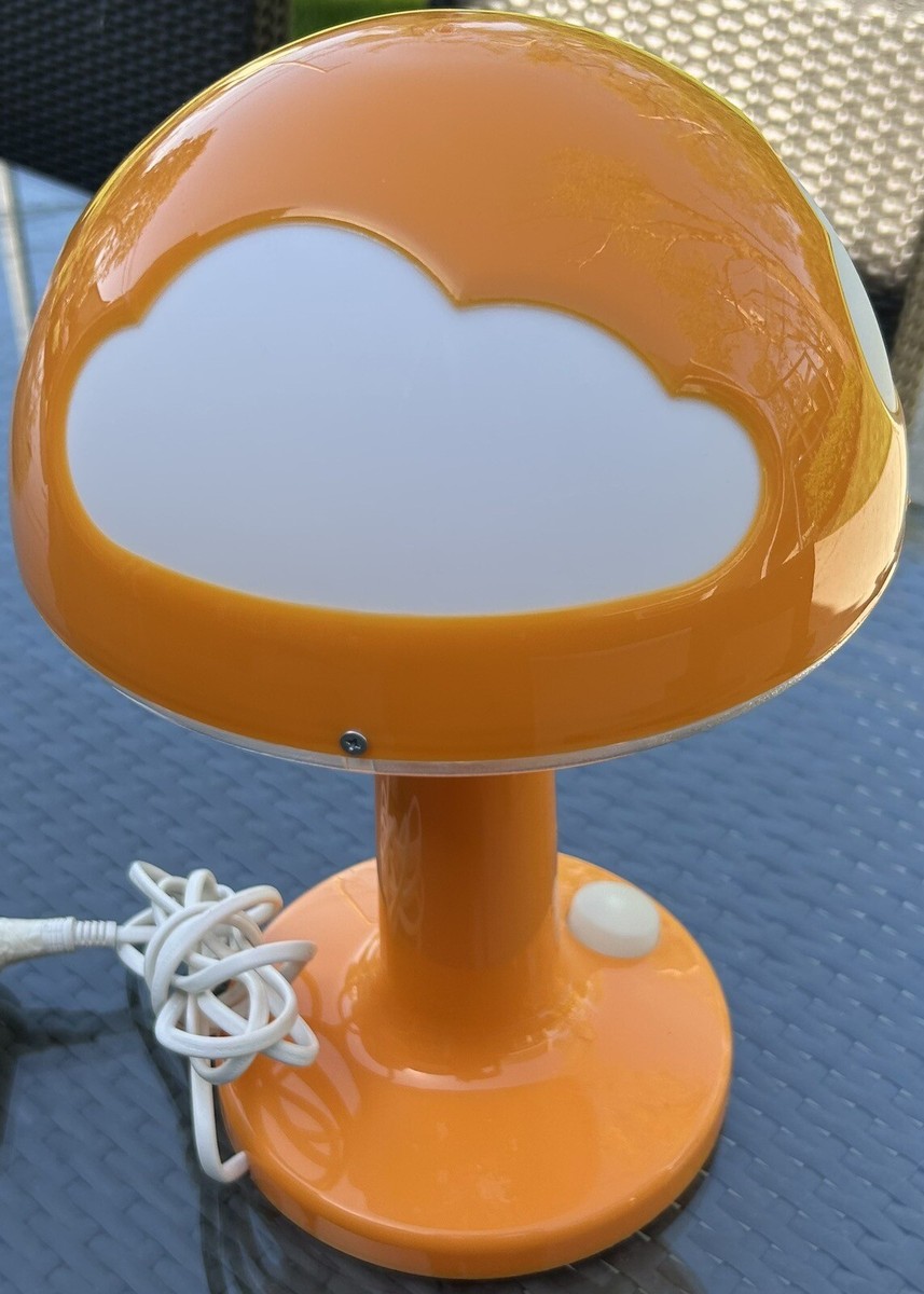 Ikea Skojig Orange White Mushroom Clouds Lamp Table Retro Retired