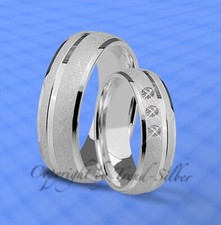 Trauringe , Eheringe mit 3 Zirkonia Steinen , Silber 925 , J18-3
