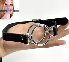 Belt Metal Double Round O-Ring Mouth Gag Open Mouth Ring Bite Oral Fixation