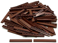 Lego 100 New Reddish Brown Tiles Flat Smooth 1 x 8 Stud Pieces