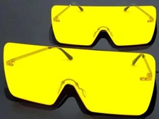 Oversized Exaggerated Retro Modern Shield Style SUNGLASSES Huge Flat Yellow Lens