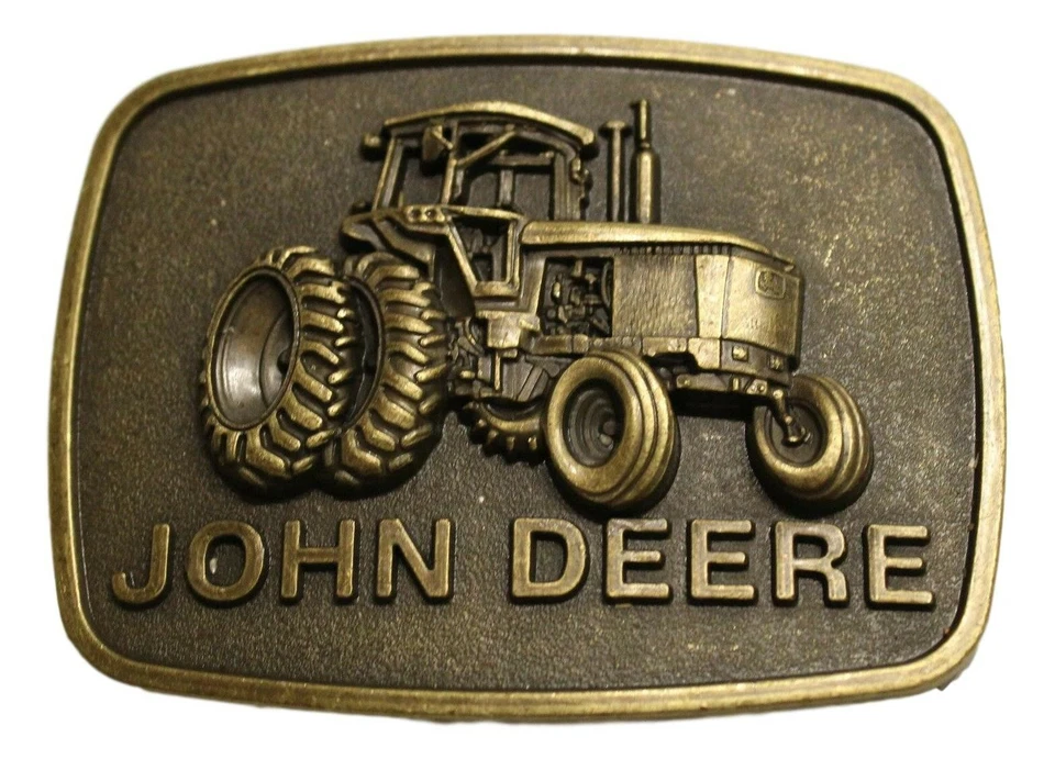 John Deere Tractor Bronze Metal Enamel Belt Buckle