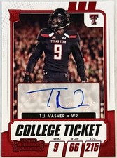 TJ Vasher 2021 Contenders Draft Picks College Ticket Auto Texas Tech Red Raiders