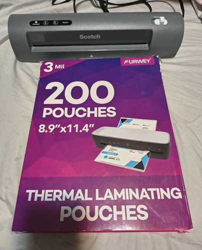 Scotch 3 or 5 mil laminaton machine and Pouches 150 Pack 3 Mil 8.9" x 11.4"