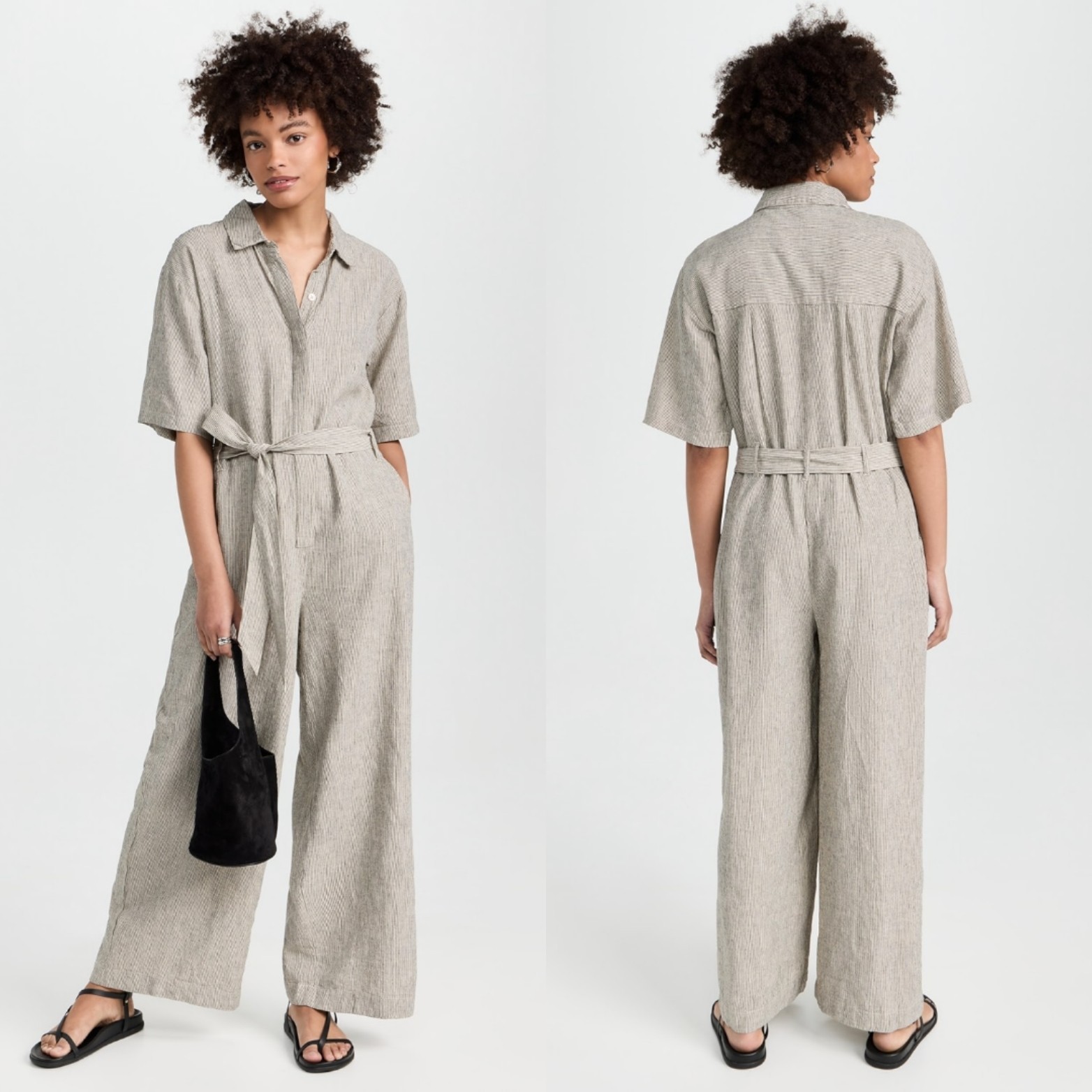 Z SUPPLY Ellora Jumpsuit In Stripe Black S.