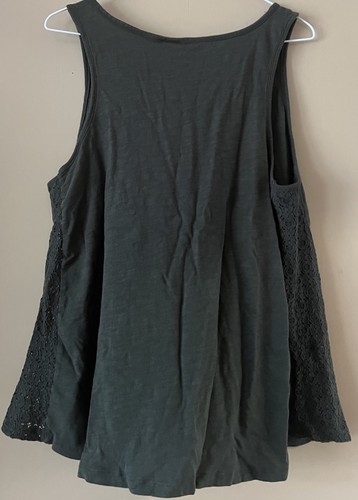 Torrid Women’s Tank Top Size 1X Olive Green Lace Inset Trim - Afbeelding 7 van 9