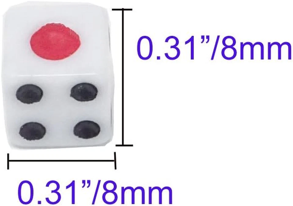 100 piezas dados blancos de 8 mm con puntos de pepitas negras para juegos de mesa, actividad, casino The Foto 2 de 3