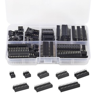 DWEII 66 Pieces 2.54 mm Pitch DIP IC Sockets Adaptor Assortment Kit 66