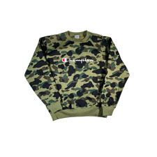 Bape Champion Camo Crewneck Green Sweatshirt