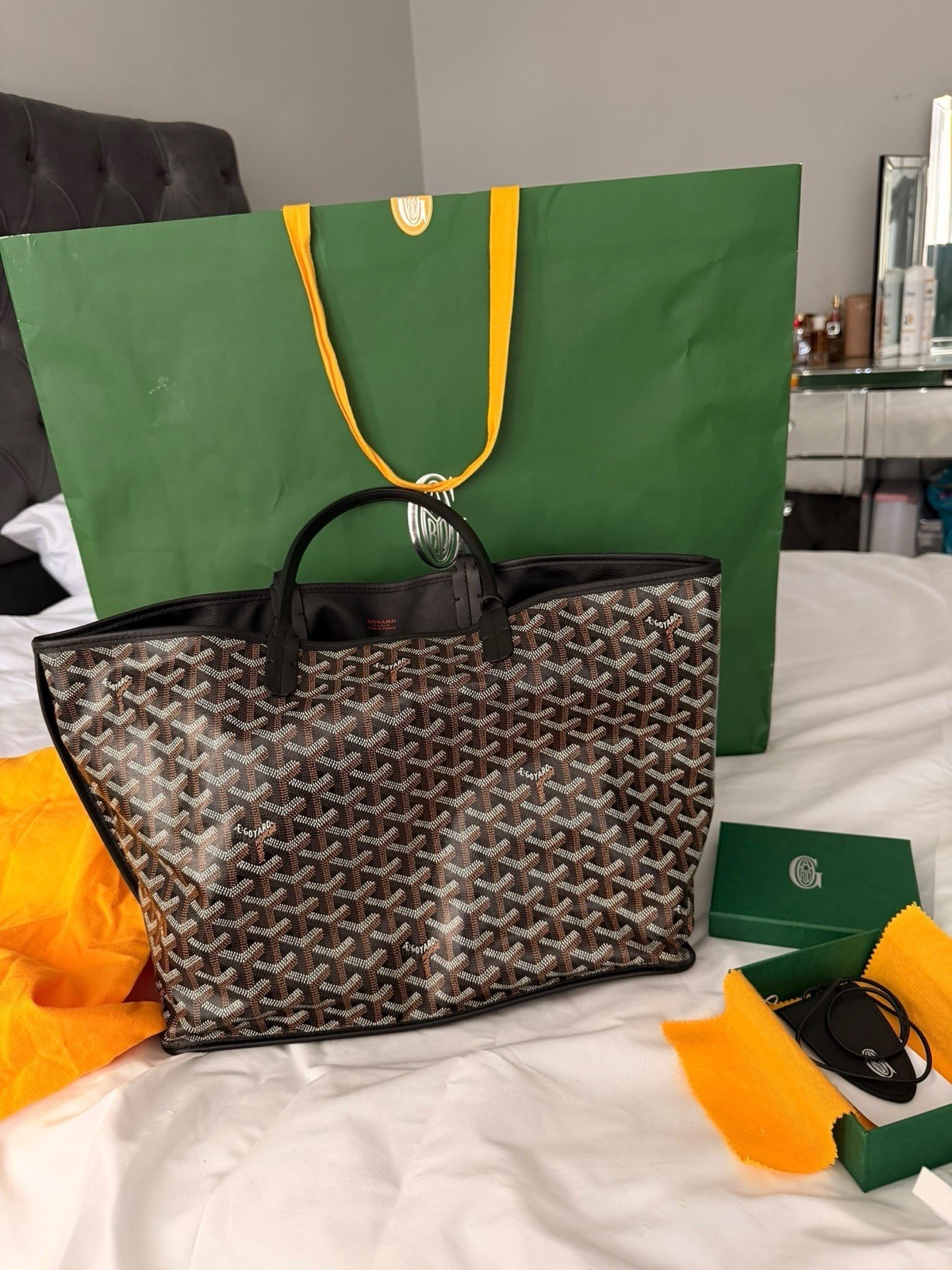 Goyard Anjou PM Tote Bag Brown Goyardine Canvas, Pouch & Dust Bag