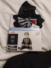 SUGAR SKULL Infant Toddlers Size 0-6M Costume Footed Jumpsuit Cap Head Cover