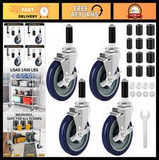 Set of 4 Heavy-Duty 5" Casters for Stainless Steel Tables Carts - Fits 7/8" to