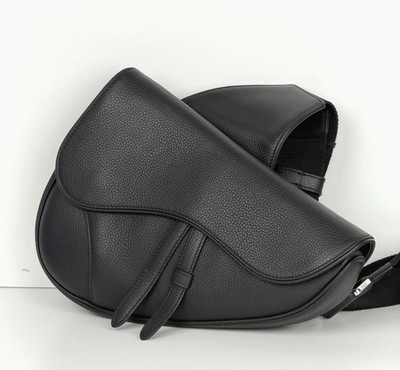 Christian Dior Saddle Bag in Black Grained Calfskin Leather 2021 D3