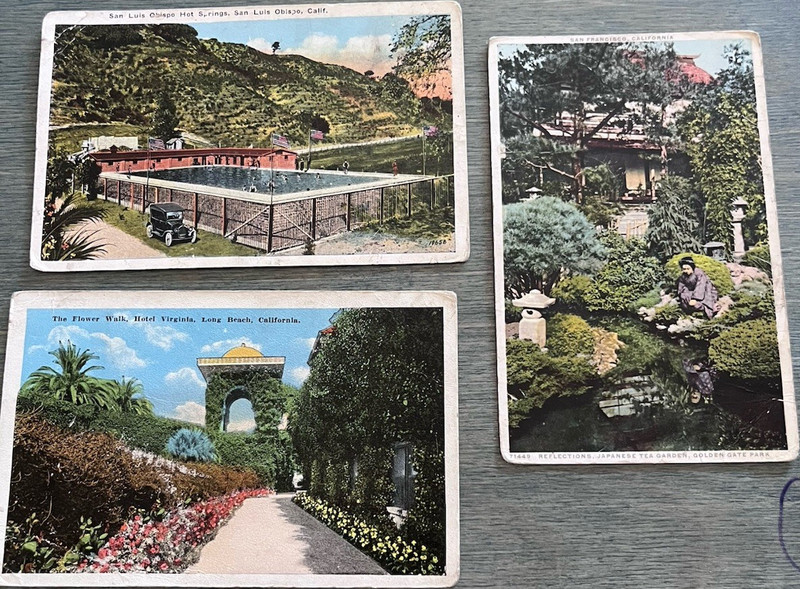 M. Riederer Co 3 California Postcards San Luis Obispo Hot Springs Posted