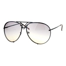 Oversized Round Pilot Sunglasses Gradient Lens Metal Rims in Back Spring Hinge